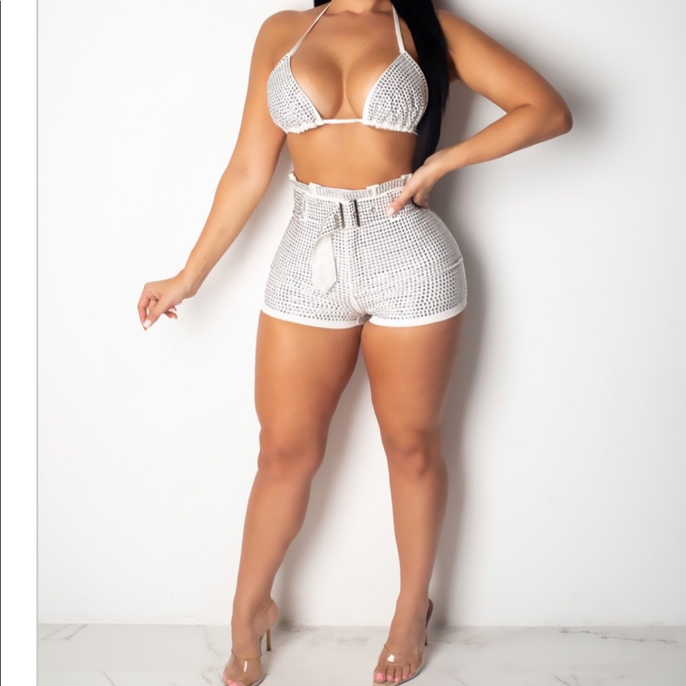 Rhinestone shorts set